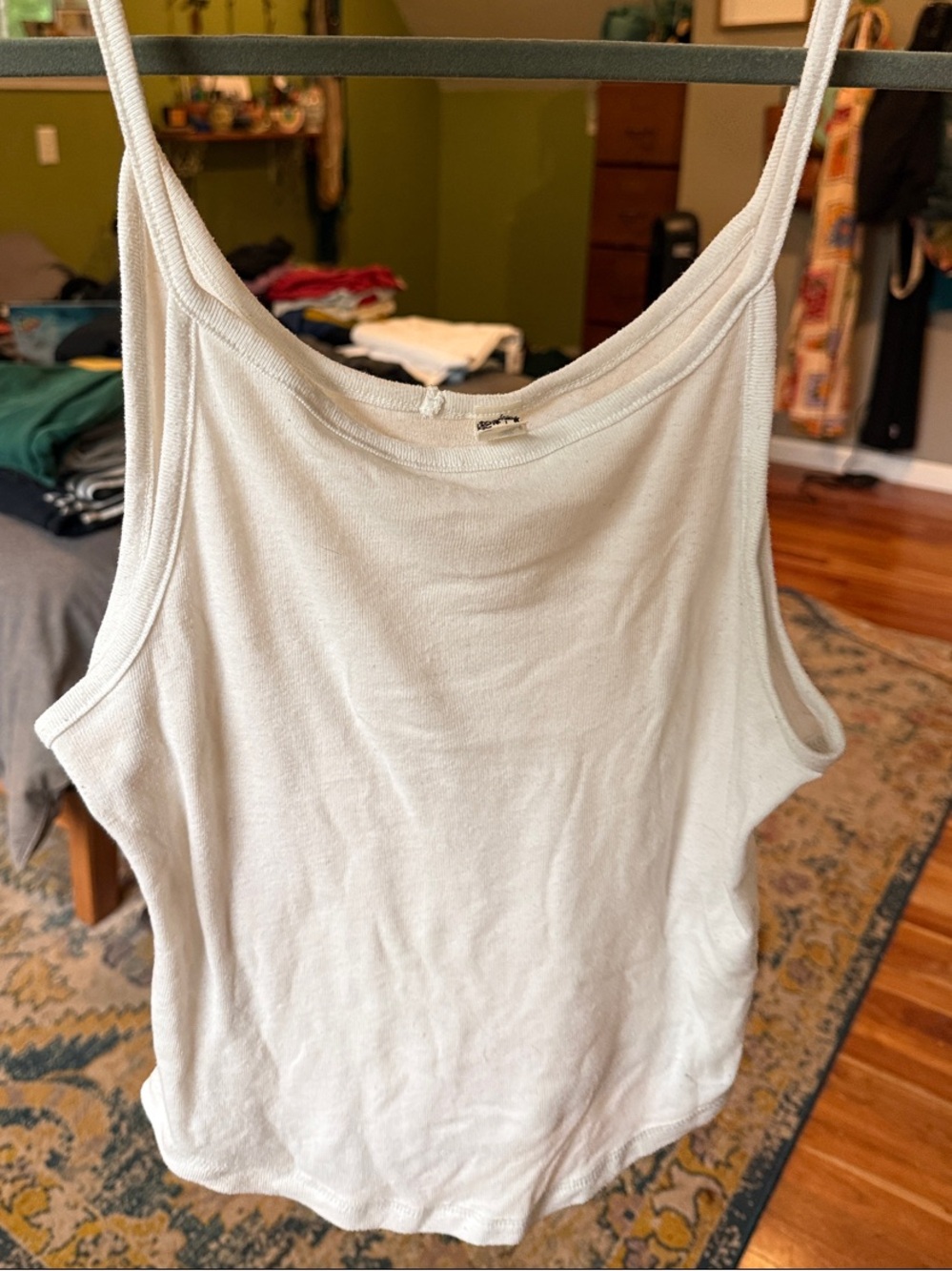 Free People Cream Ribbed Camisole Tank Top